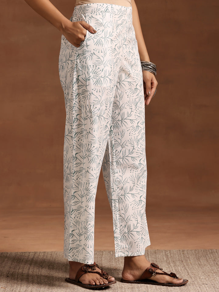 Green Printed Cotton Straight Kurta Set