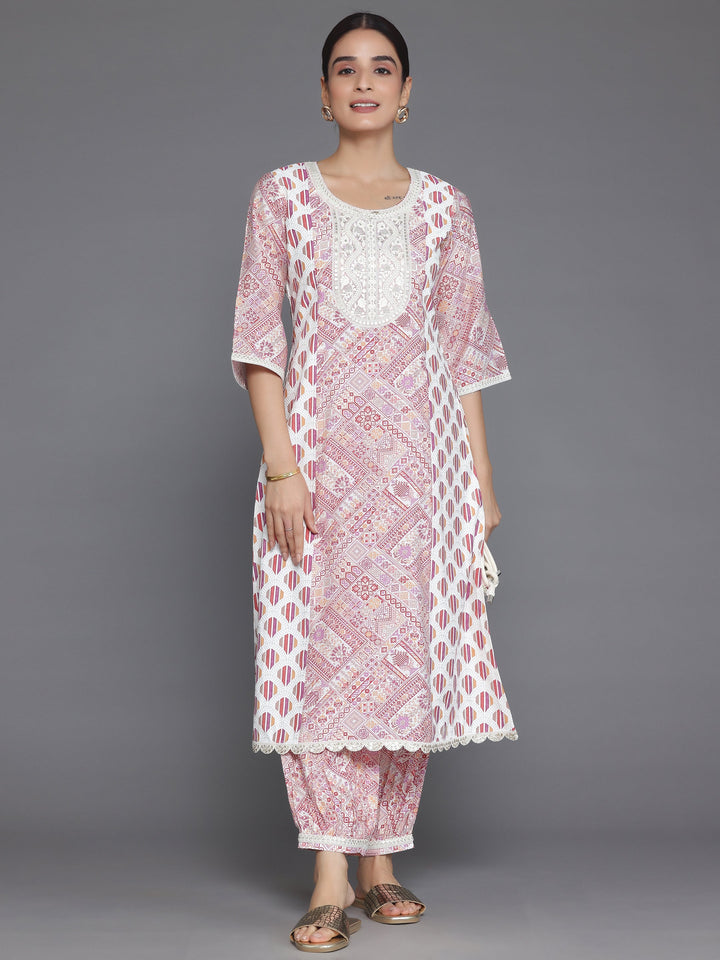 Maroon Printed Silk Blend A-Line Kurta With Salwar
