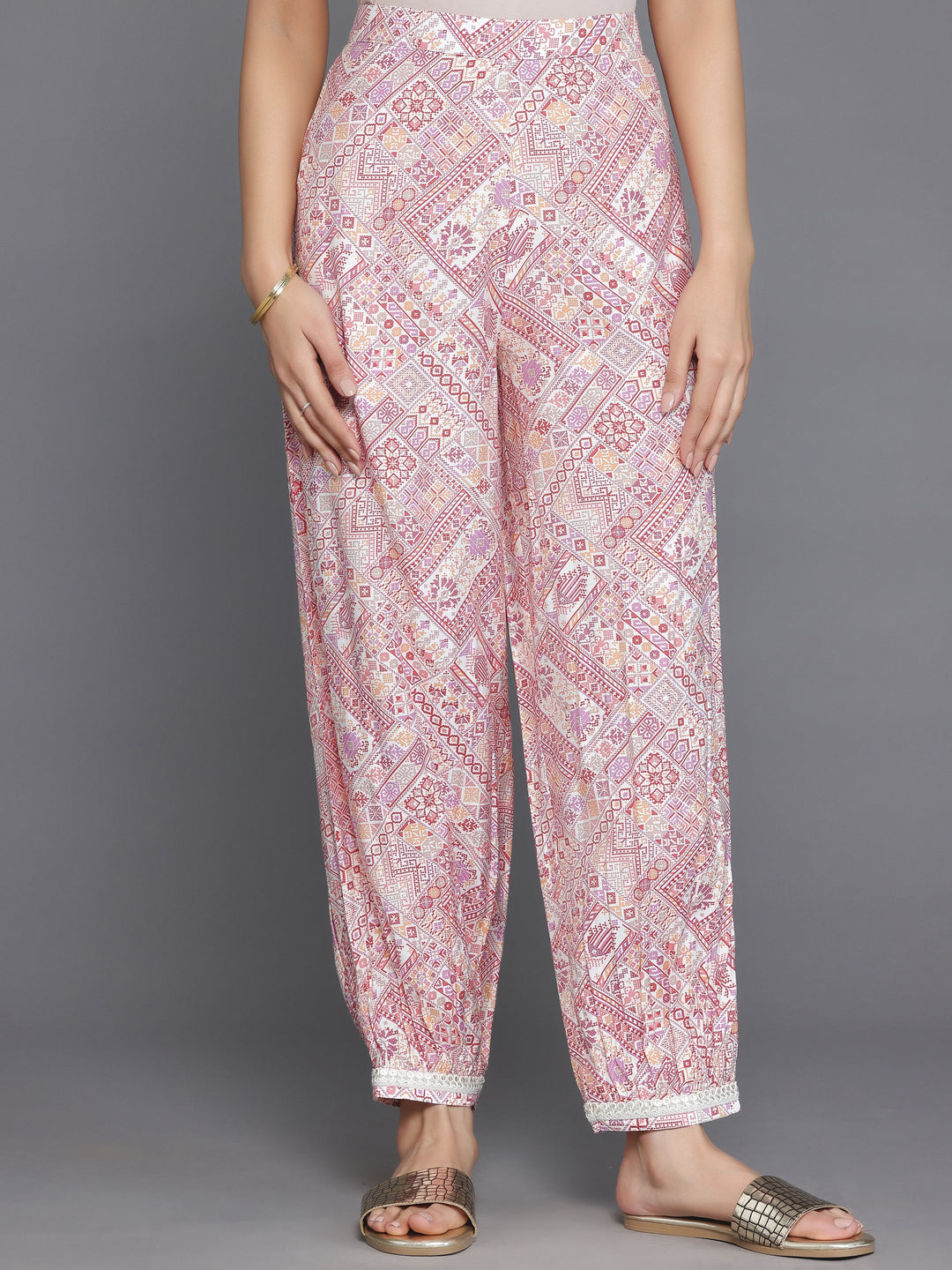 Maroon Printed Silk Blend A-Line Kurta With Salwar