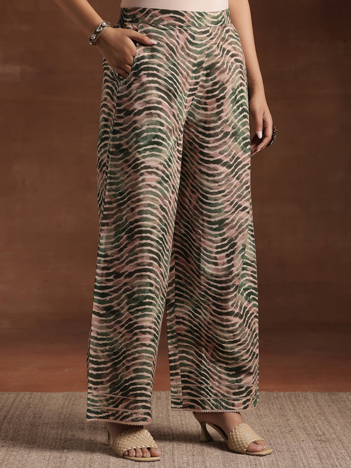 Green Printed Cotton Straight Suit With Dupatta