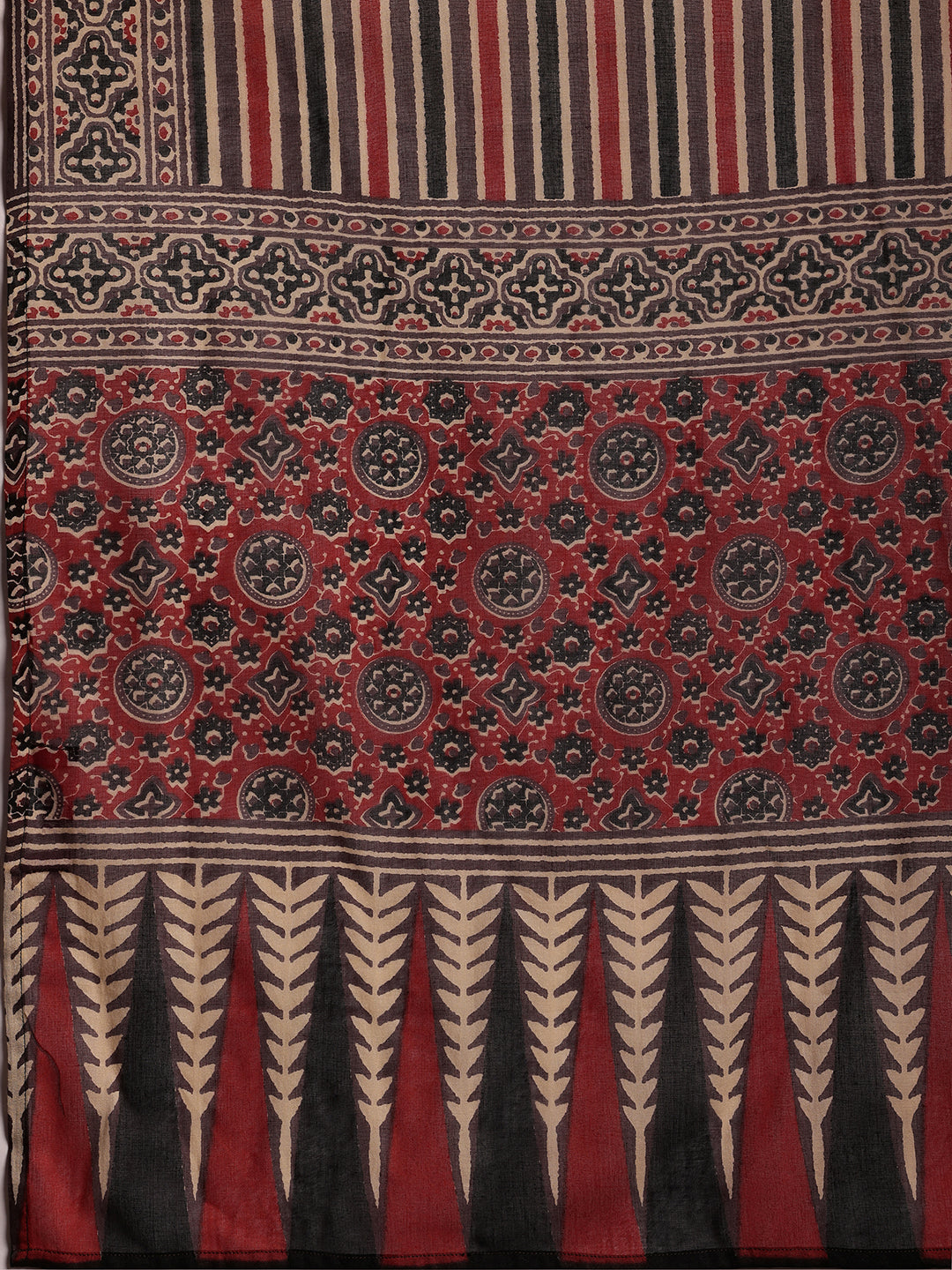 Grey Printed Cotton Straight Suit With Dupatta