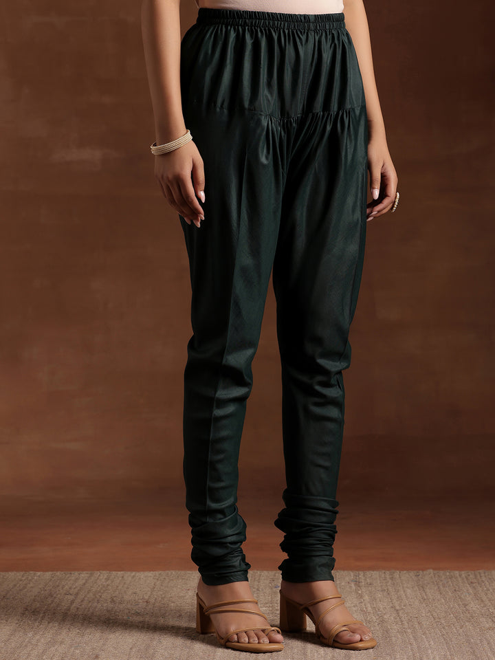 Green Printed Cotton Anarkali Suit With Dupatta