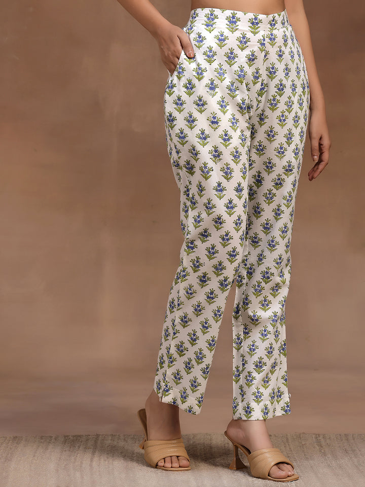 Rama Green Printed Cotton Straight Suit With Dupatta