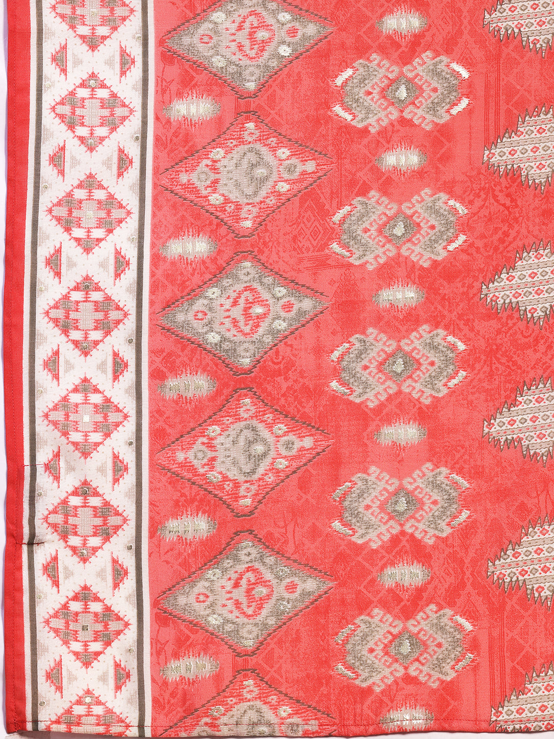 Pink Printed Silk Blend Straight Suit With Dupatta