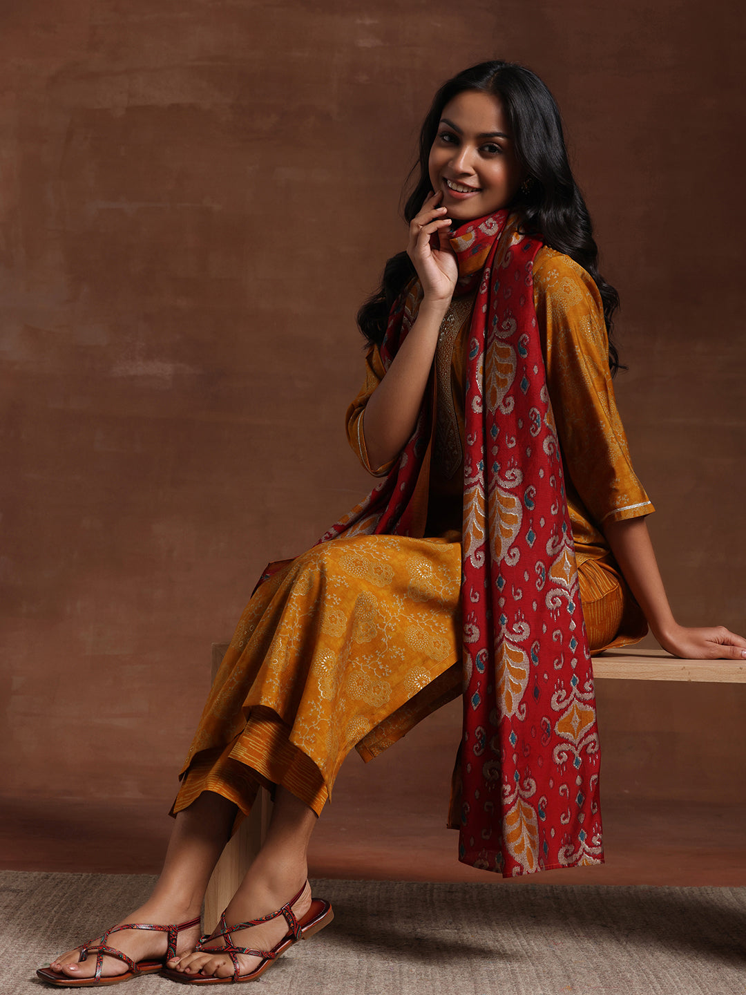 Buy Mustard Printed Silk Blend Straight Suit With Dupatta Online At 44 buy-mustard-printed-silk-blend-straight-suit-with-dupatta-online-at-44