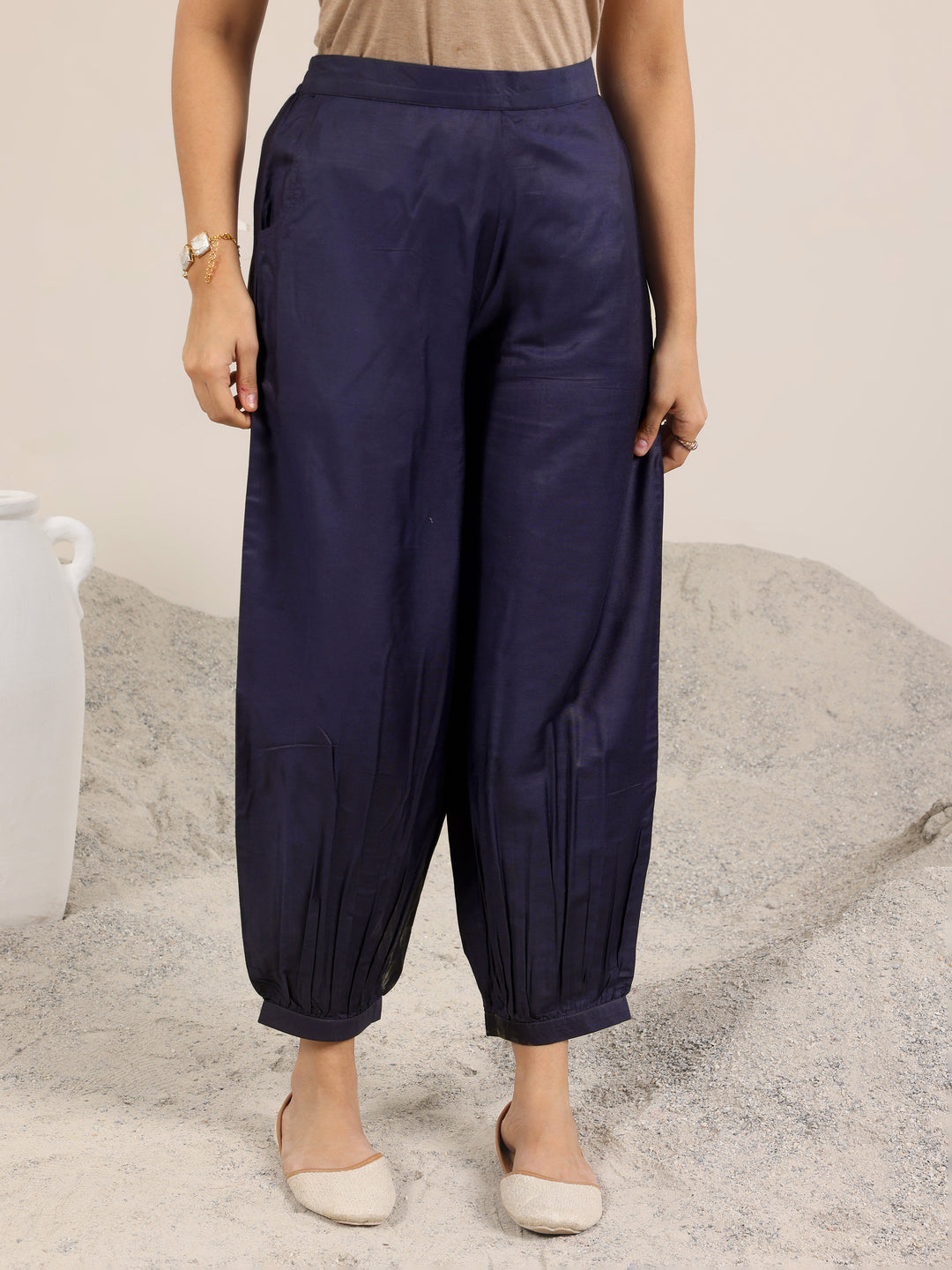 Blue Woven Design Silk Blend Straight Suit With Dupatta