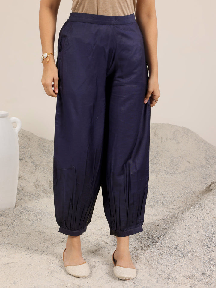 Blue Woven Design Silk Blend Straight Suit With Dupatta