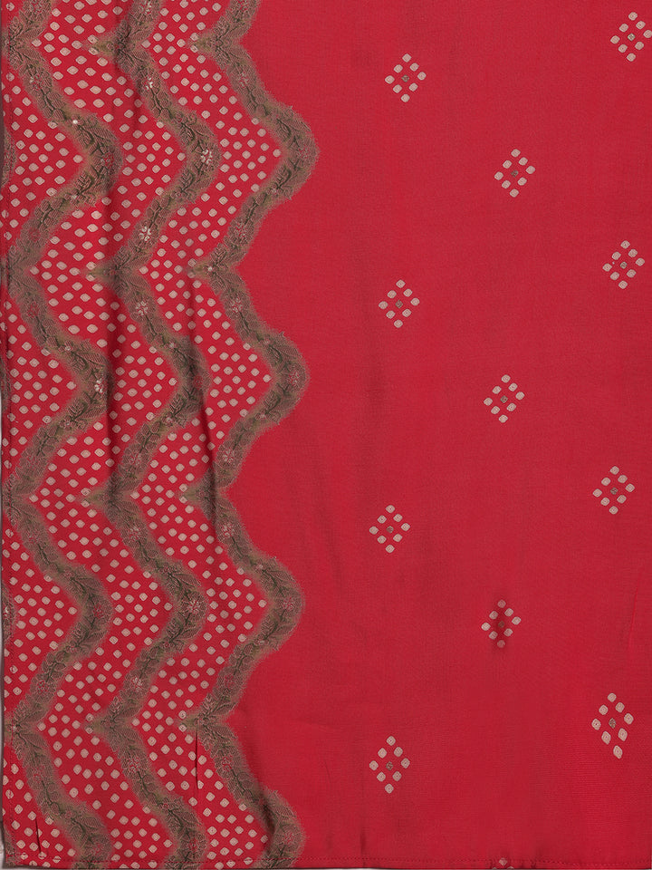 Pink Printed Silk Blend Anarkali Suit With Dupatta