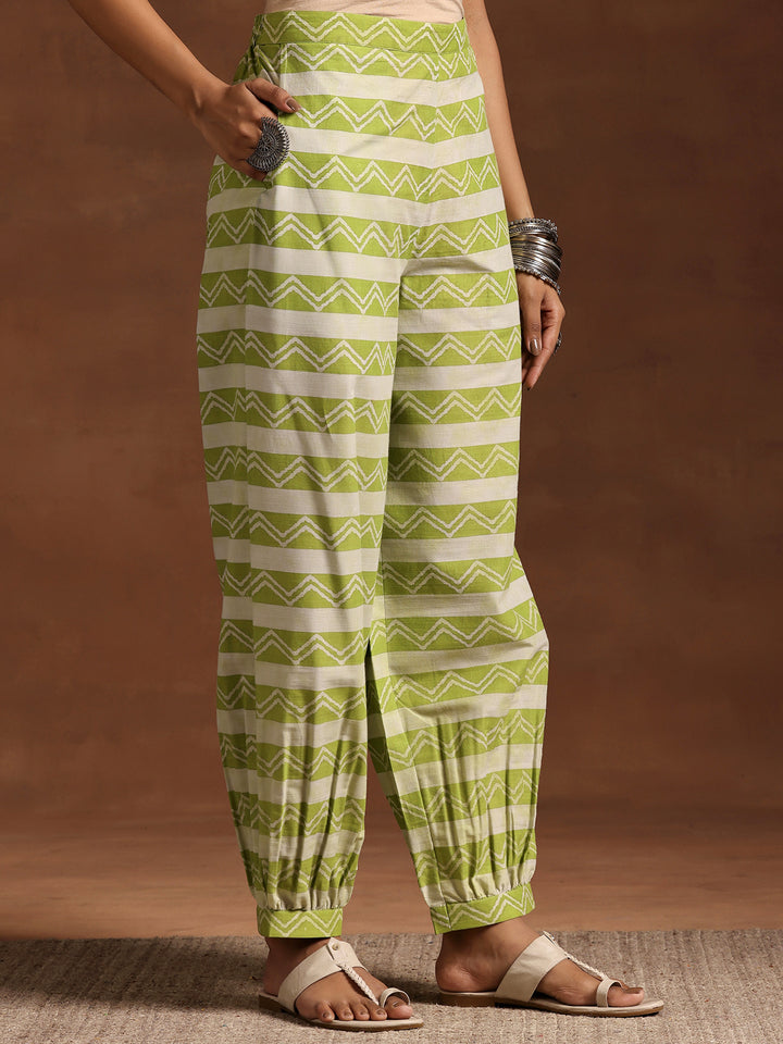 Green Printed Cotton Straight Kurta Set