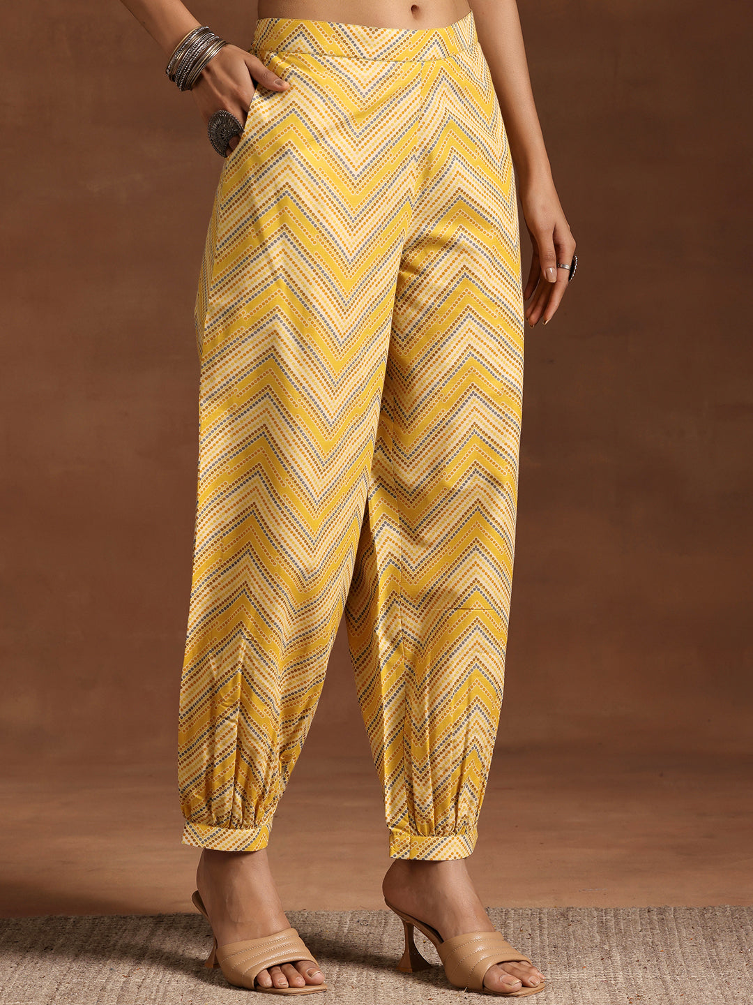 Mustard Printed Cotton Straight Kurta Set