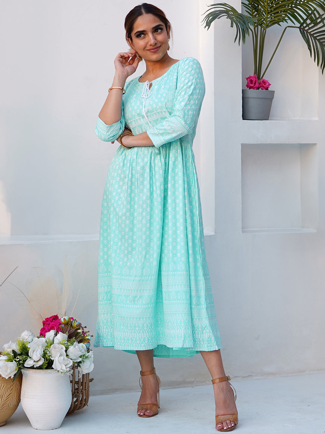 fit and flare dress canada Buy Blue Printed Cotton Fit and Flare Dress Online in Canada at $16.00