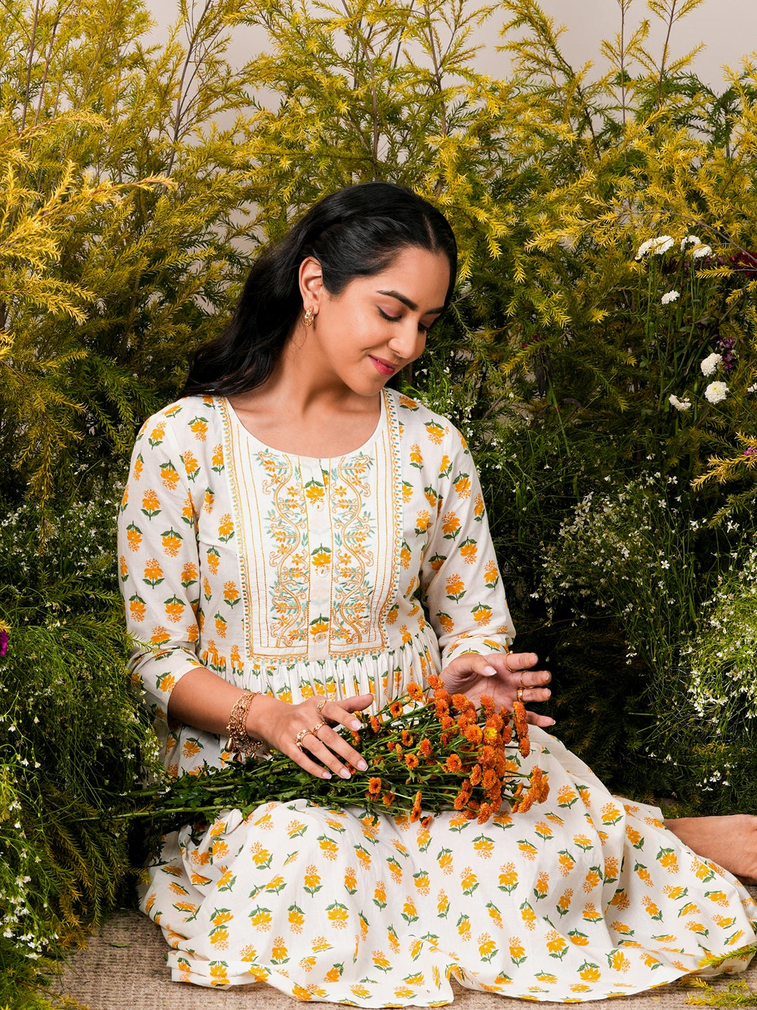 Buy White Printed Cotton Fit and Flare Dress Online in USA at $27.00 | Libas Buy White Printed Cotton Fit and Flare Dress Online in USA at $27.00 | Libas