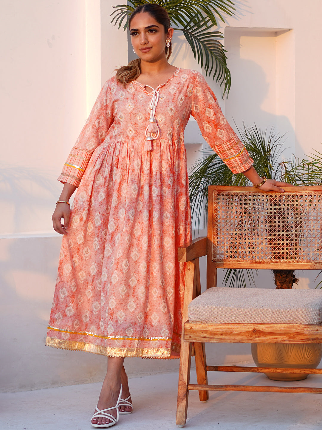 slim fit dress slacks Peach Cotton Flax Fit and Flare Short Dress 48