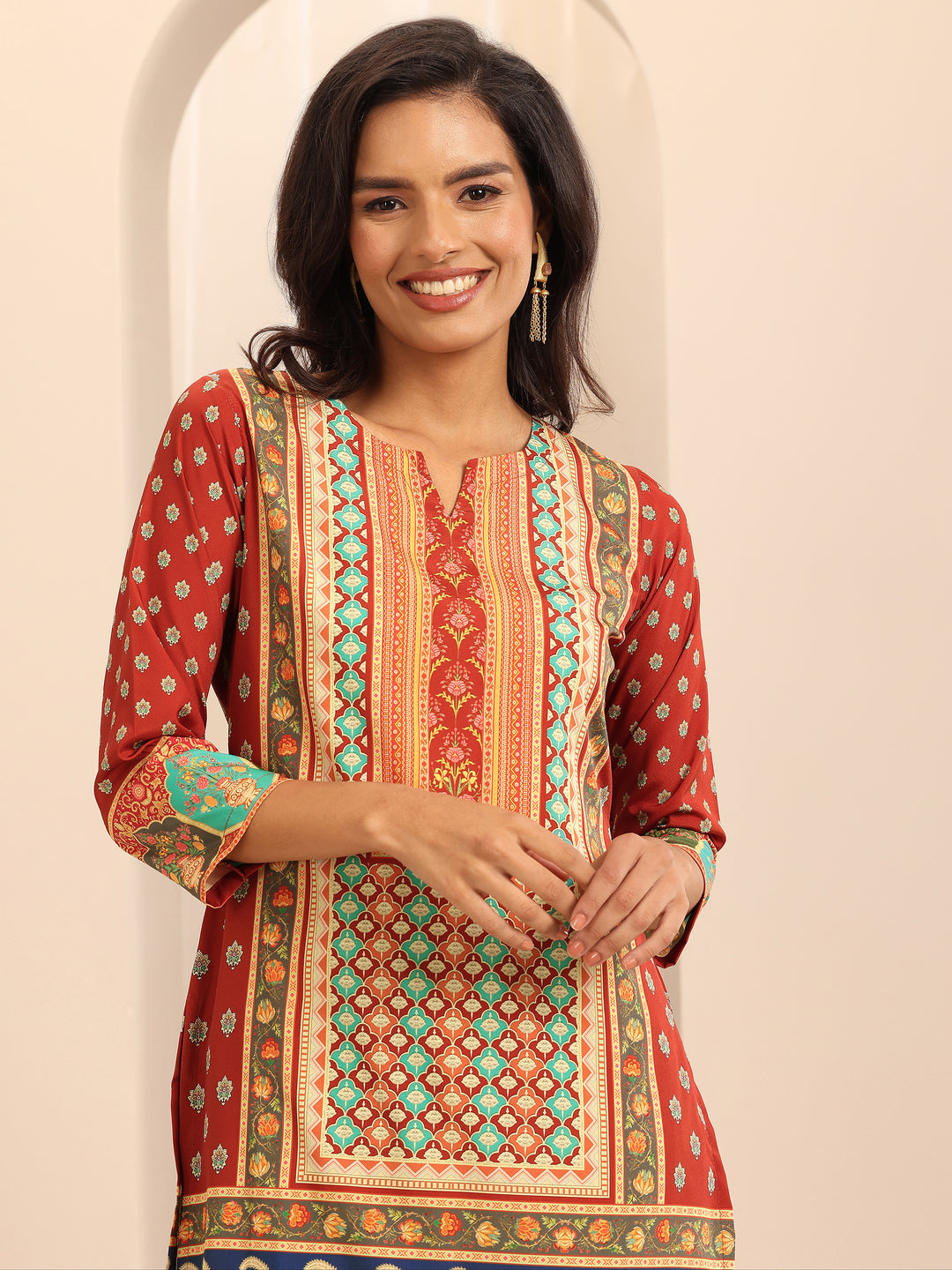 Multi Printed Poly Crepe Straight Kurta Set