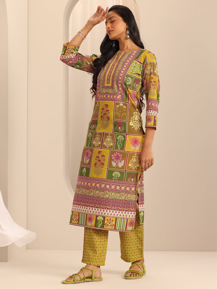 Multi Printed Poly Crepe Straight Kurta Set