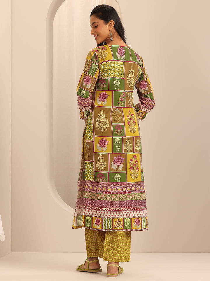 Multi Printed Poly Crepe Straight Kurta Set