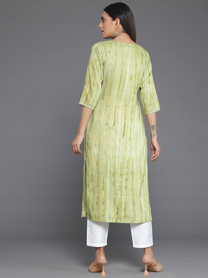 Green Yoke Design Cotton Straight Kurta
