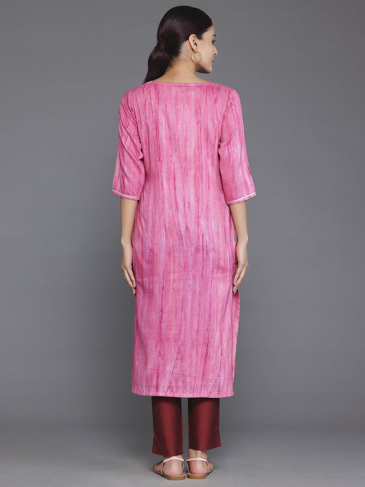 Pink Yoke Design Cotton Straight Kurta