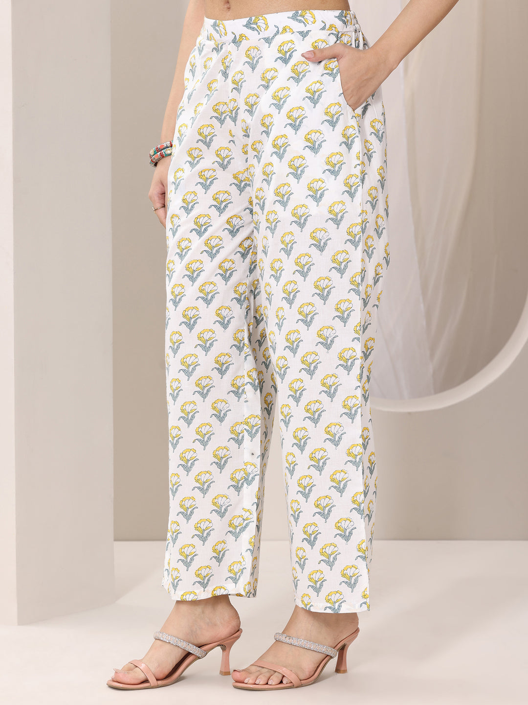 Coral Printed Cotton Straight Suit Set With Dupatta