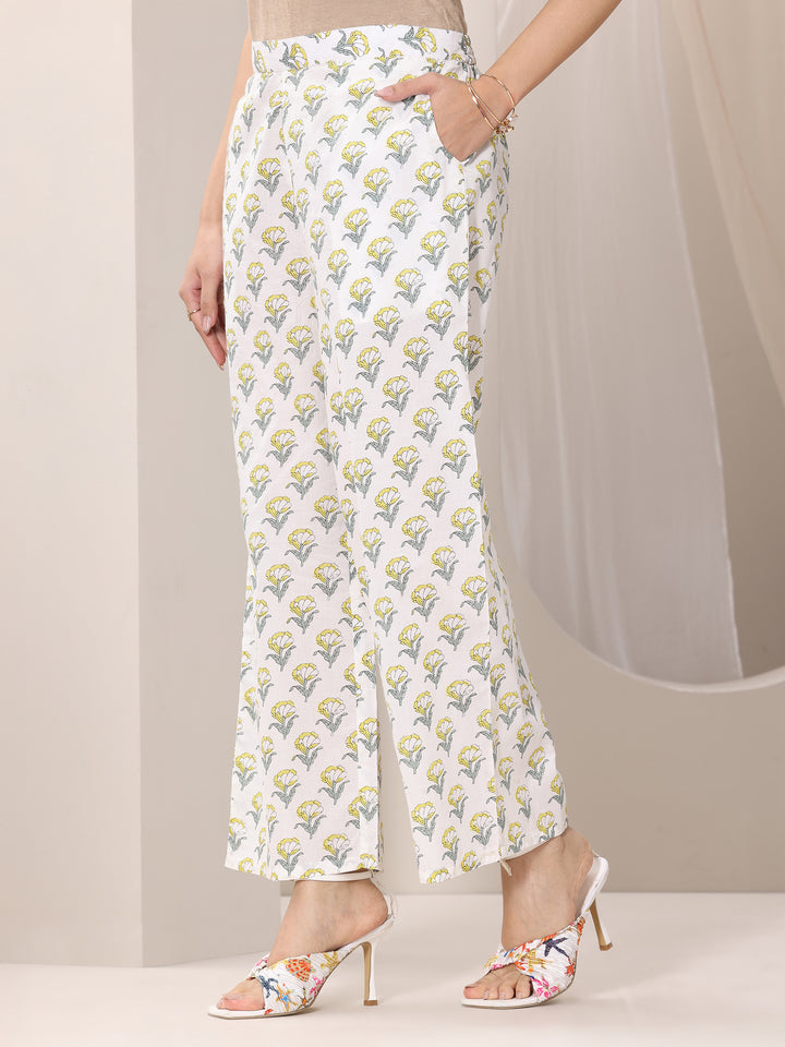Teal Blue Printed Cotton Straight Suit Set With Dupatta
