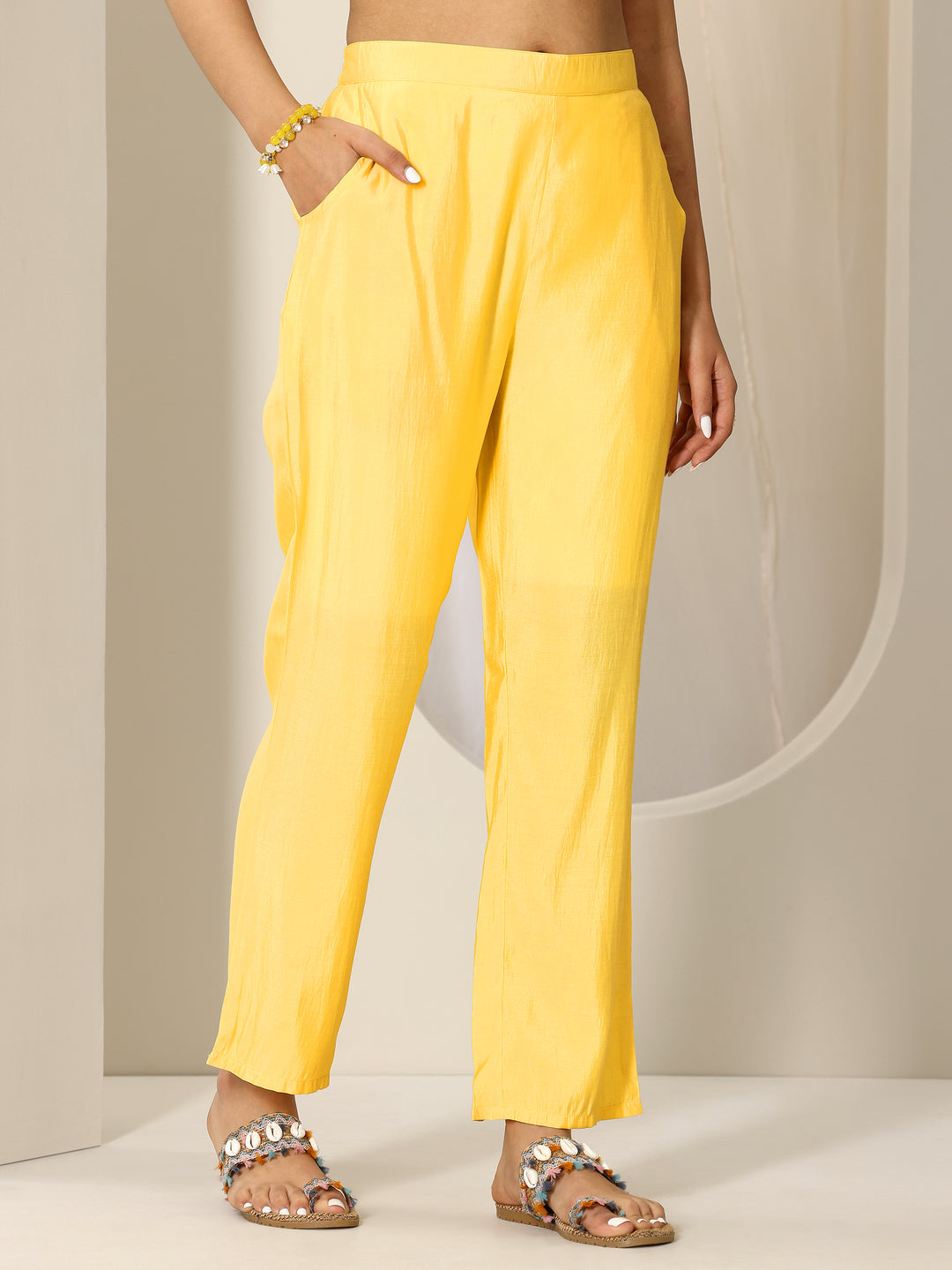 Yellow Printed Silk Blend Straight Suit Set With Dupatta