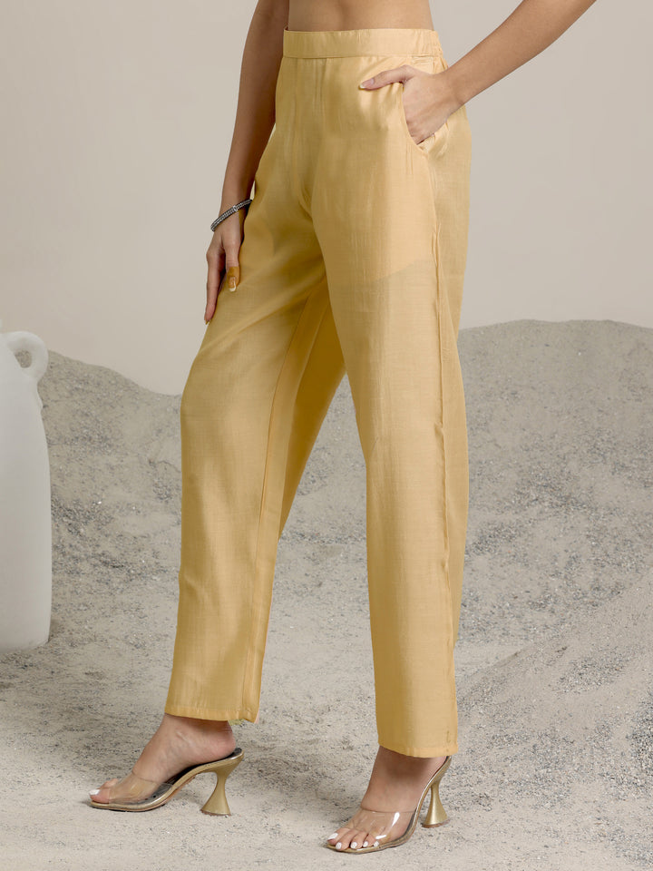 Peach Printed Silk Blend Straight Suit Set With Dupatta