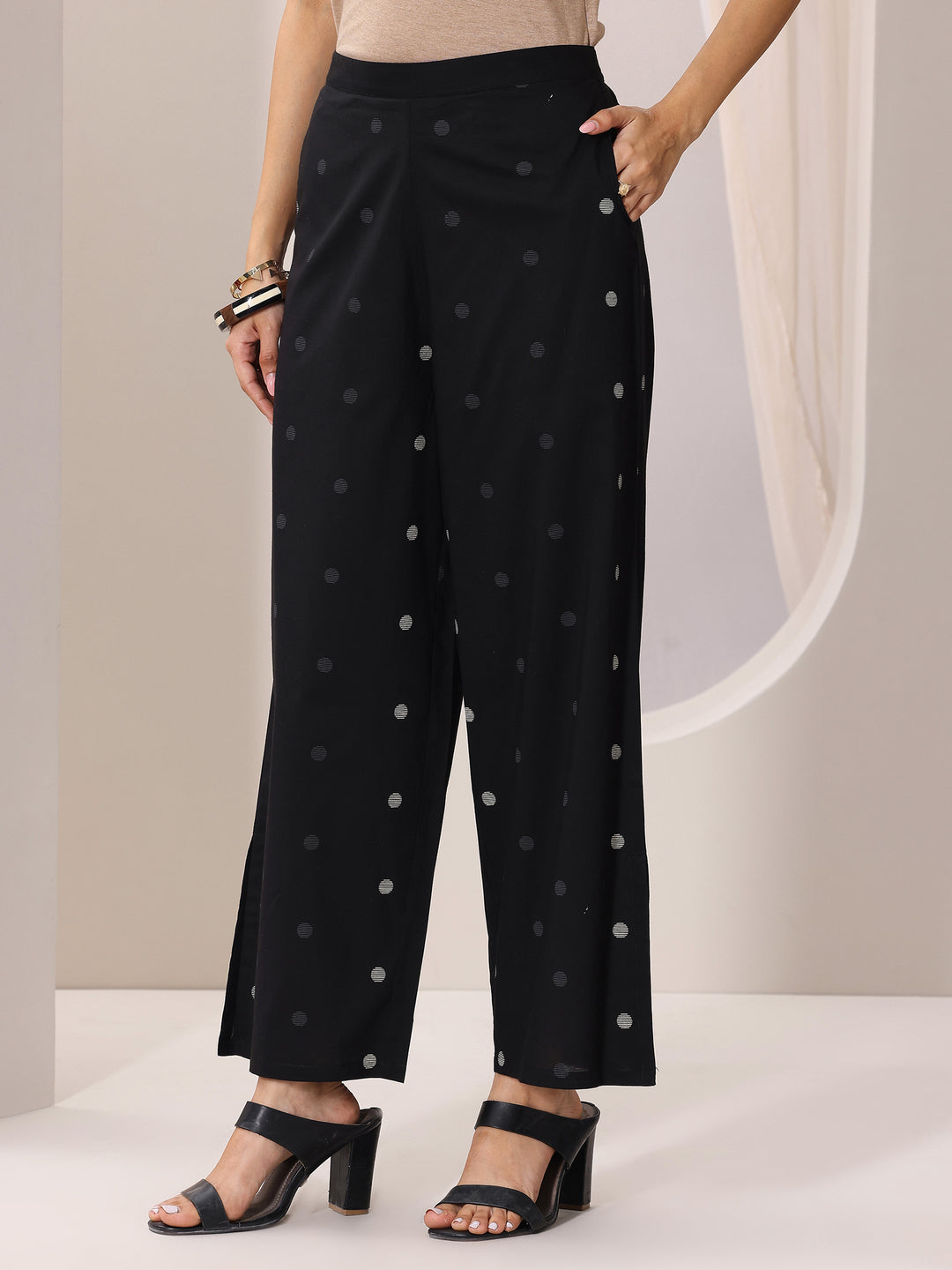 Black Printed Cotton Straight Kurta Set