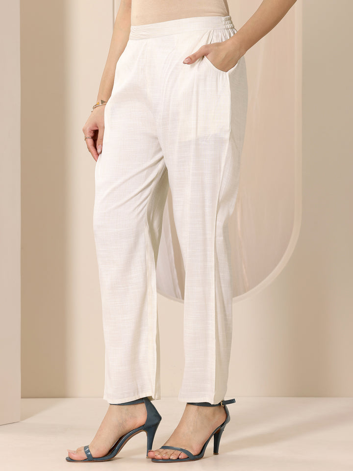 Off white Printed Silk Blend A-Line Kurta Set