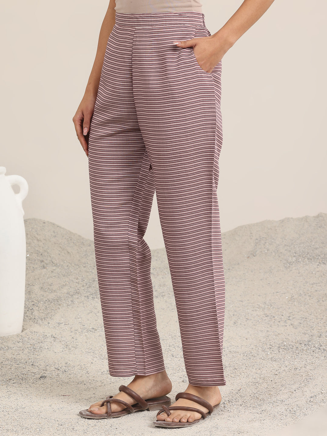 Off White Printed Silk Blend Straight Kurta Set