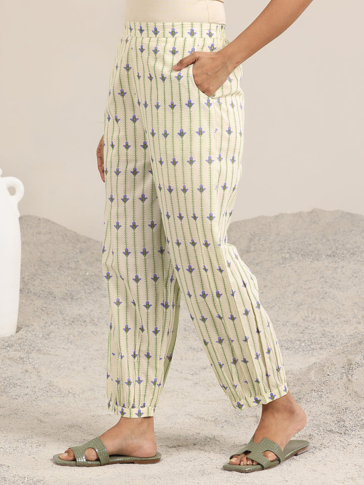 Off White Printed Cotton Straight Suit Set With Dupatta