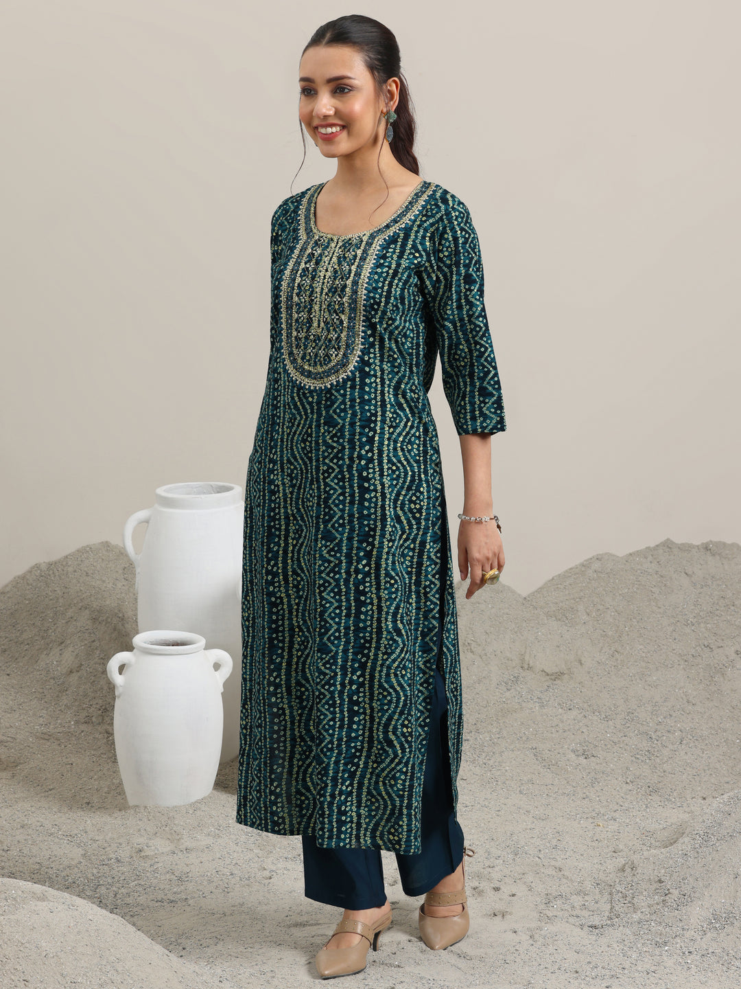 Navy Blue Printed Rayon Straight Suit With Dupatta