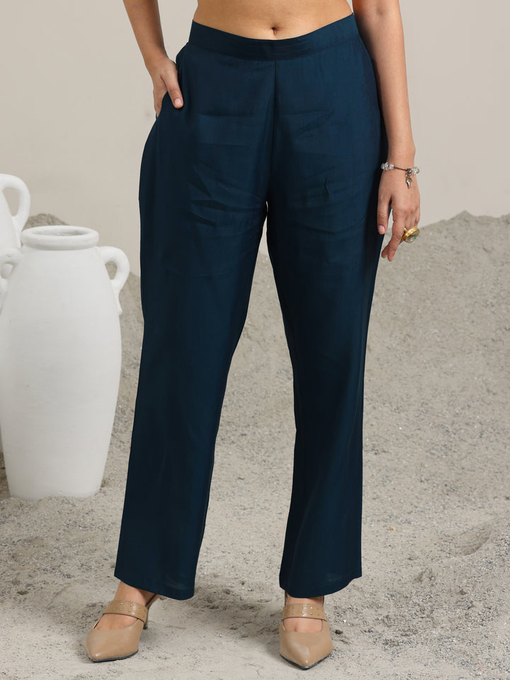 Navy Blue Printed Rayon Straight Suit With Dupatta