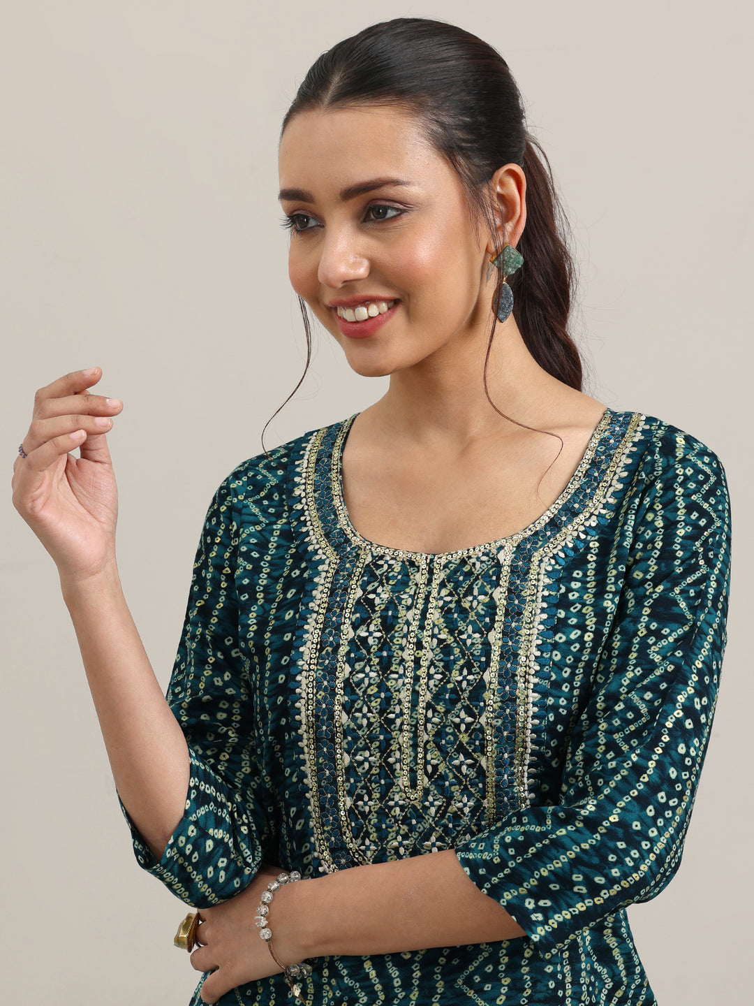 Navy Blue Printed Rayon Straight Suit With Dupatta