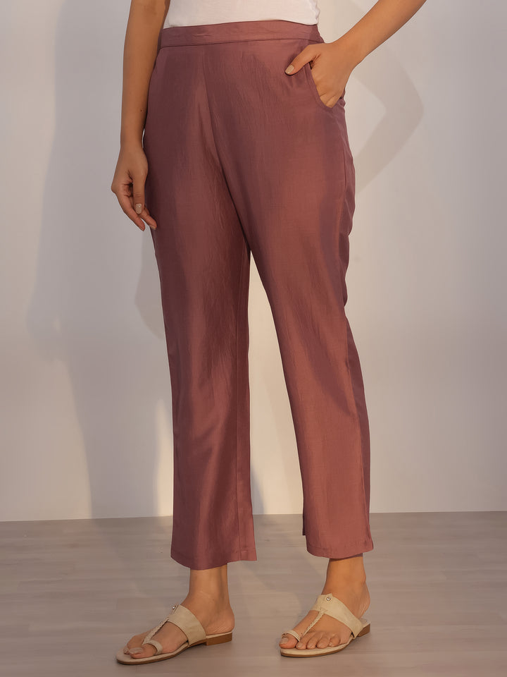 Brown Printed Silk Blend Straight Suit With Dupatta