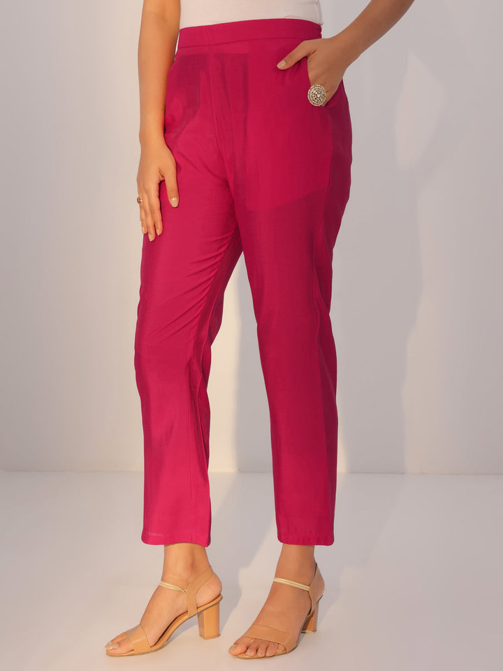 Red Printed Silk Blend Straight Suit With Dupatta