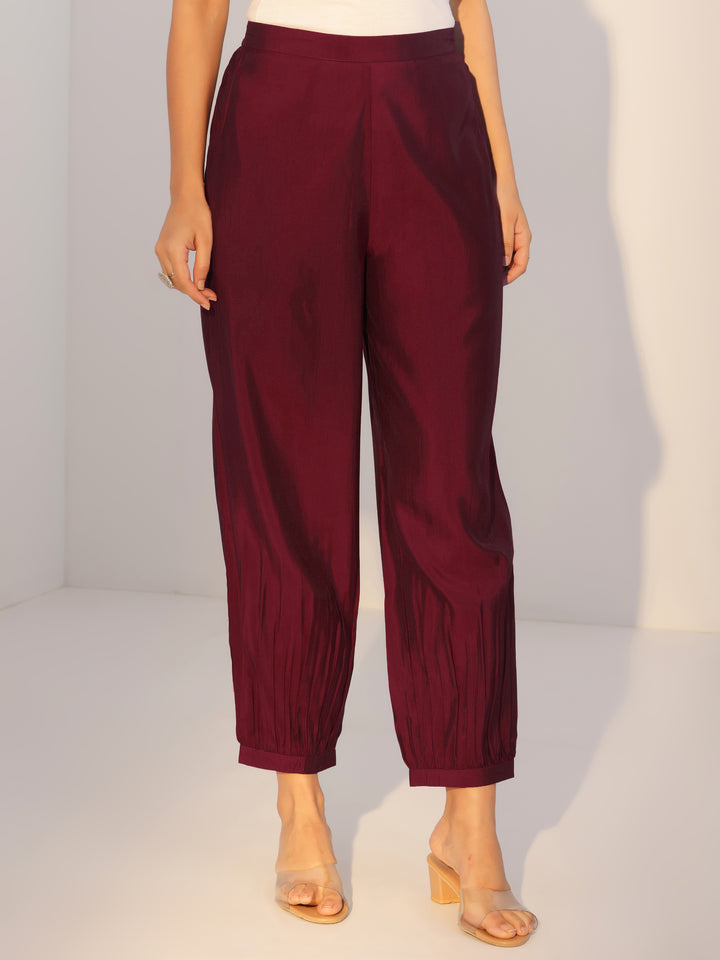 Rust Printed Silk Blend Straight Suit With Dupatta