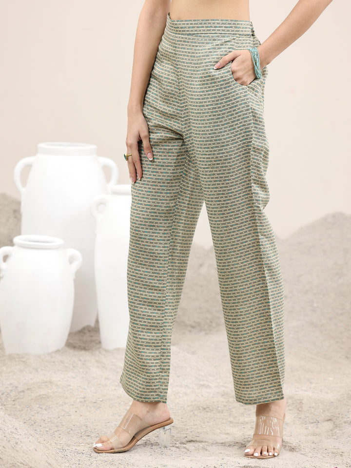 Grey Printed Silk Blend Straight Suit With Dupatta