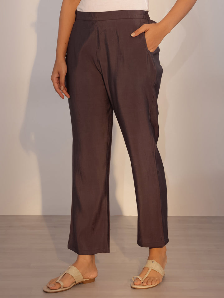 Grey Printed Silk Blend Straight Suit With Dupatta