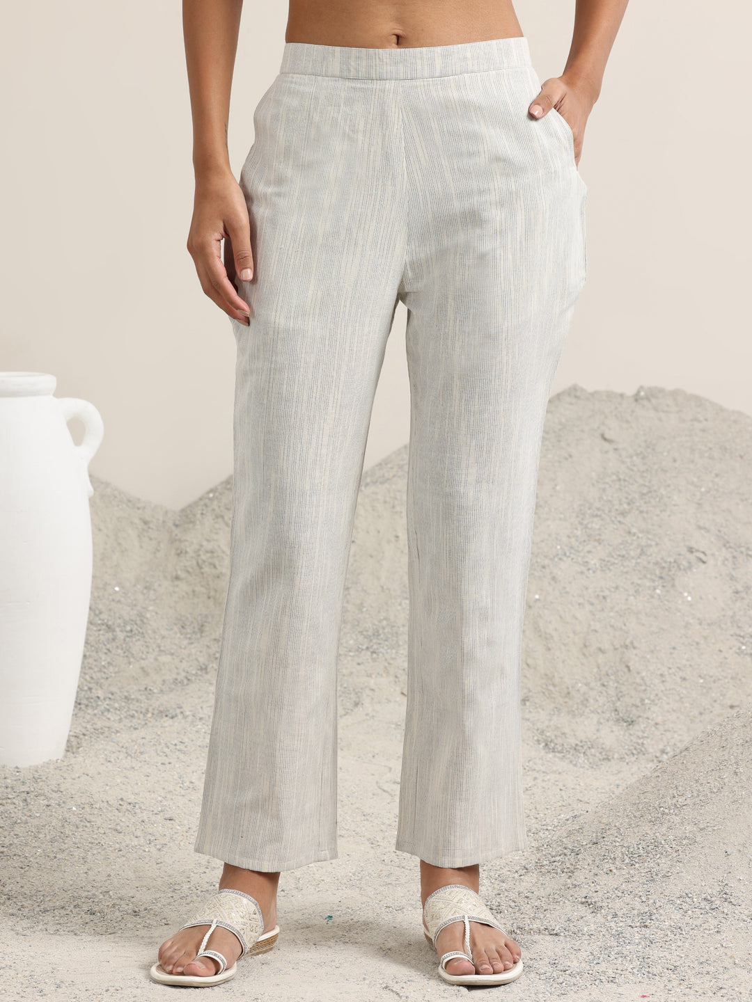 Teal Woven Design Cotton Straight Suit With Dupatta