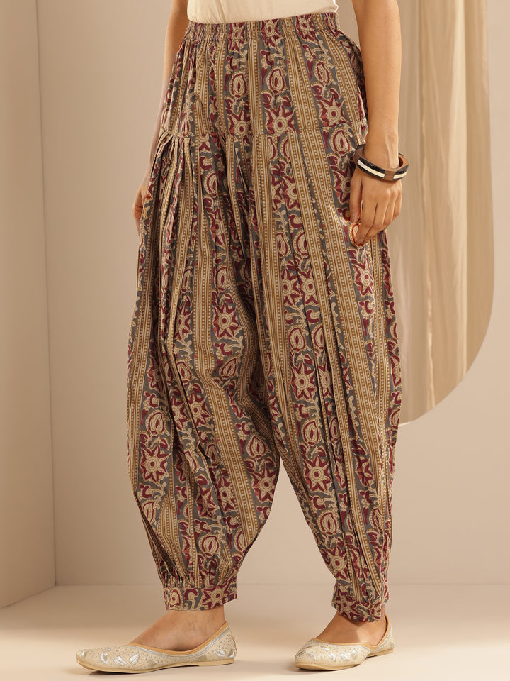 Mustard Printed Cotton Straight Suit With Dupatta