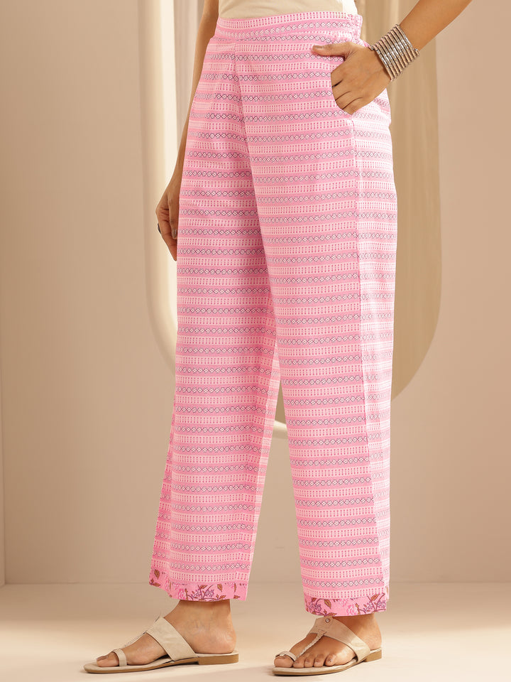 Pink Yoke Design Cotton Straight Suit With Dupatta