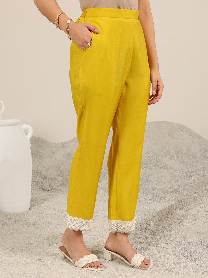 Yellow Printed Silk Blend Straight Suit Set WIth Dupatta