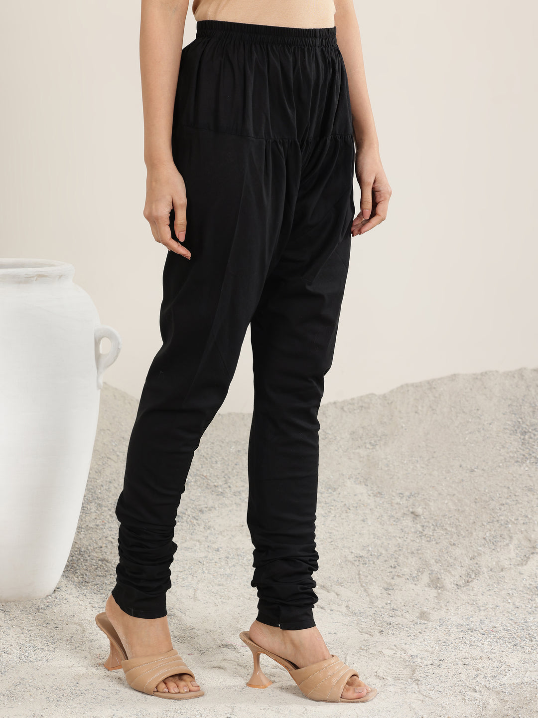 Black Printed Cotton Anarkali Suit Set With Dupatta