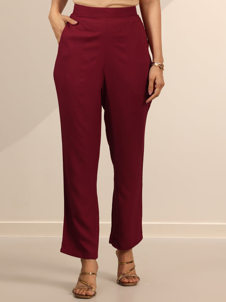 Maroon Embellished Viscose Rayon Anarkali Kurta Set