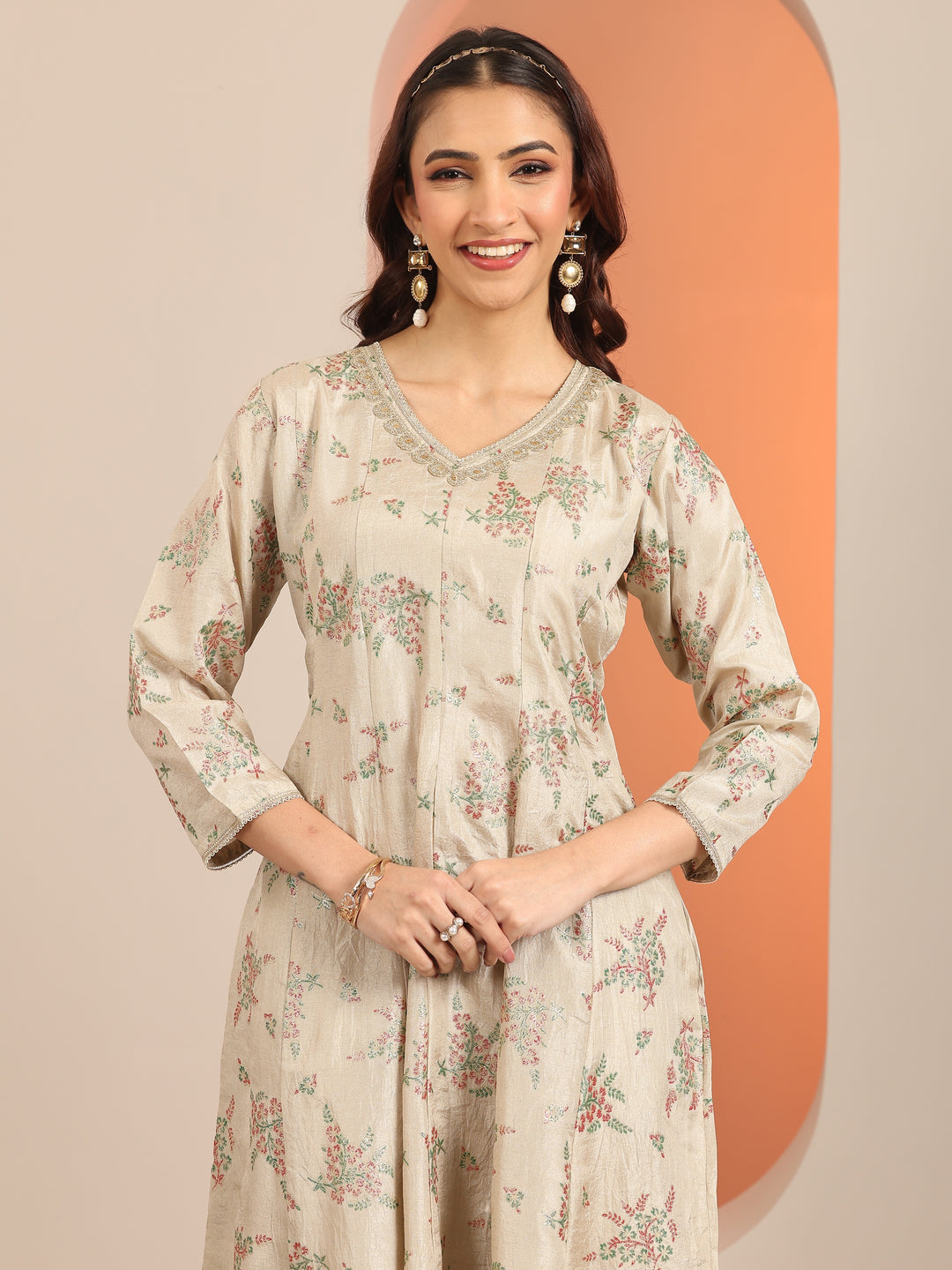 Grey Woven Design Silk Blend Straight Suit Set With Dupatta