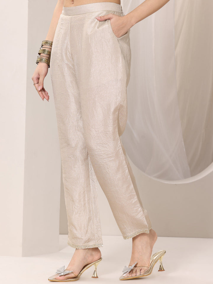 Grey Woven Design Silk Blend Straight Suit Set With Dupatta