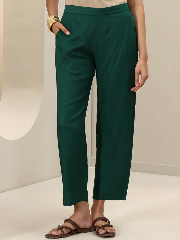 Green Self Design Rayon Straight Kurta Set