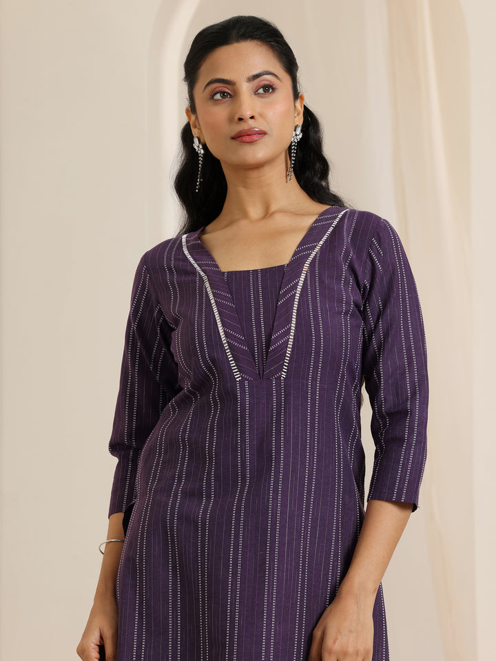 Wine Woven Design Cotton Blend Straight Suit Set With Dupatta