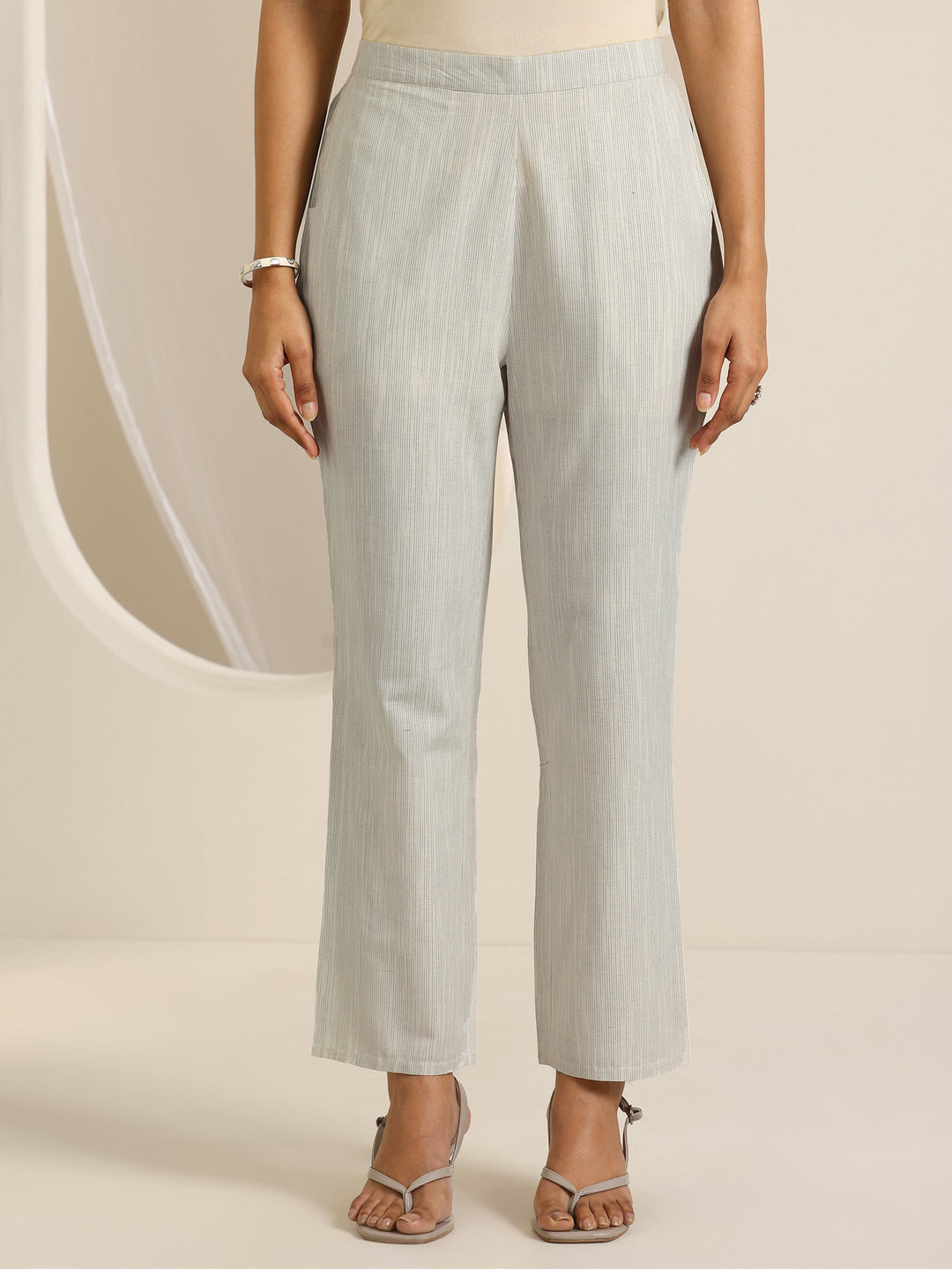 Blue Woven Design Cotton Blend Straight Suit Set With Dupatta