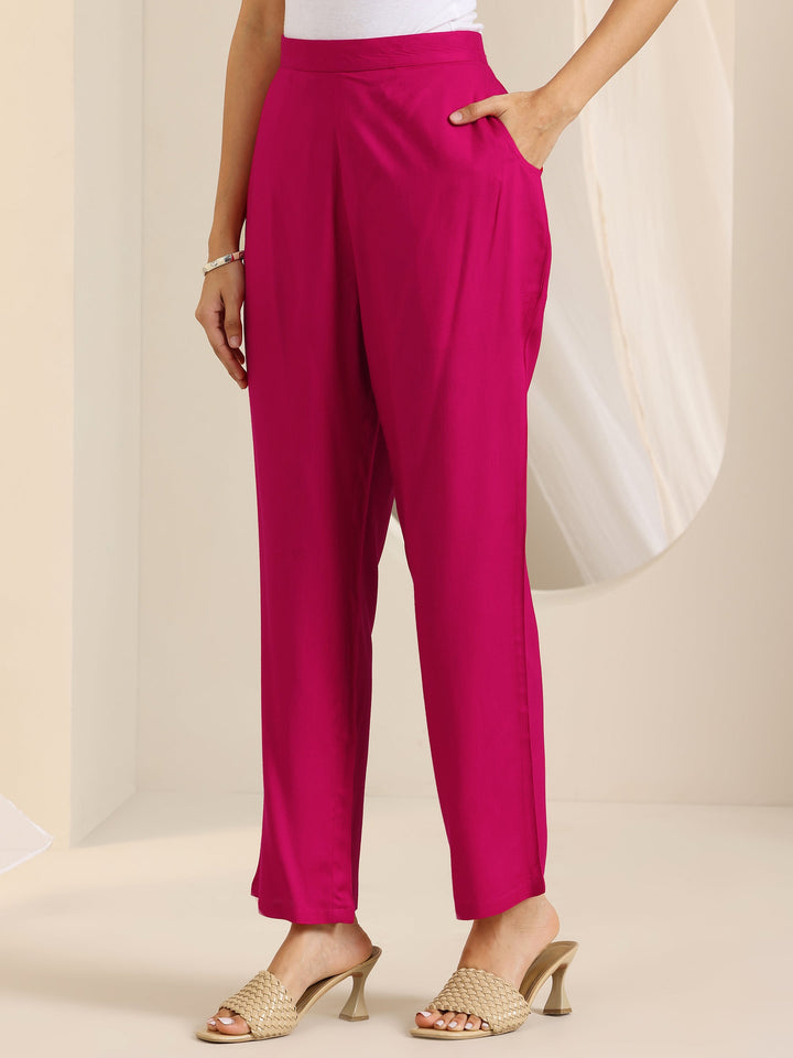 Pink Embroidered Viscose Rayon Straight Suit Set With Dupatta